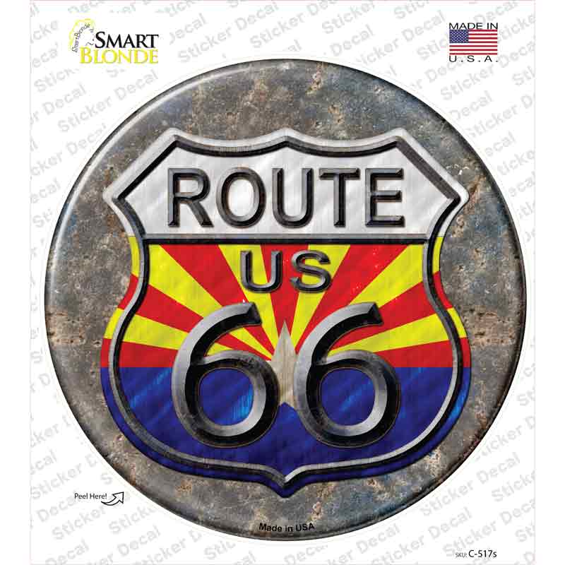 C-517s-M Arizona Route 66 Novelty Circle Sticker Decal - Medium