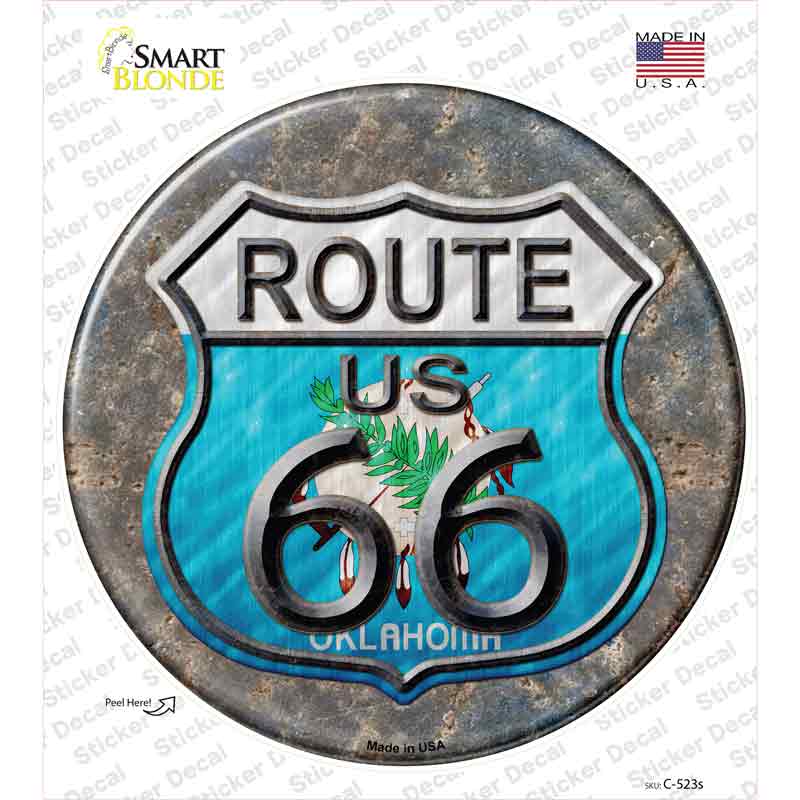 C-523s-M Oklahoma Route 66 Novelty Circle Sticker Decal - Medium