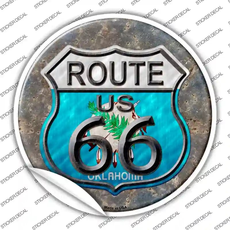 C-523s-XL Oklahoma Route 66 Novelty Circle Sticker Decal - Extra Large