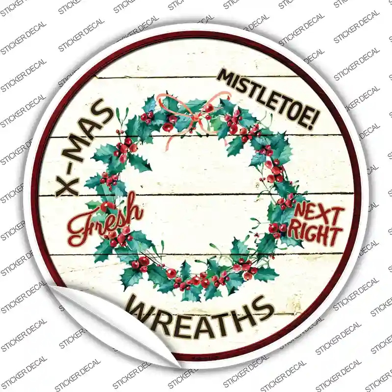 C-586s-S Wreaths Novelty Circle Sticker Decal - Small