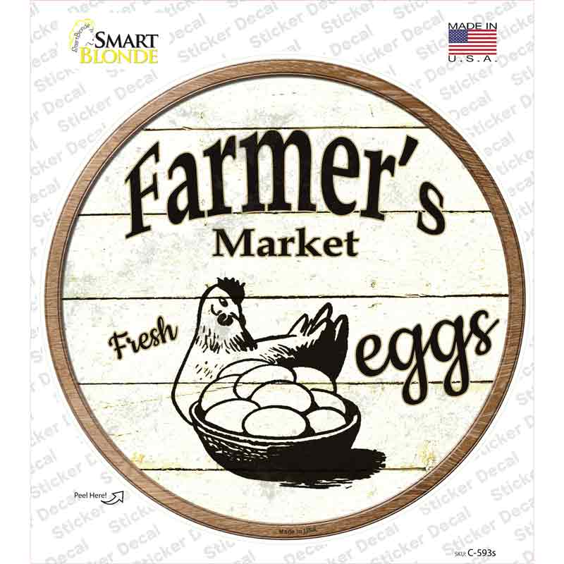 C-593s-M Farmers Market Eggs Novelty Circle Sticker Decal - Medium
