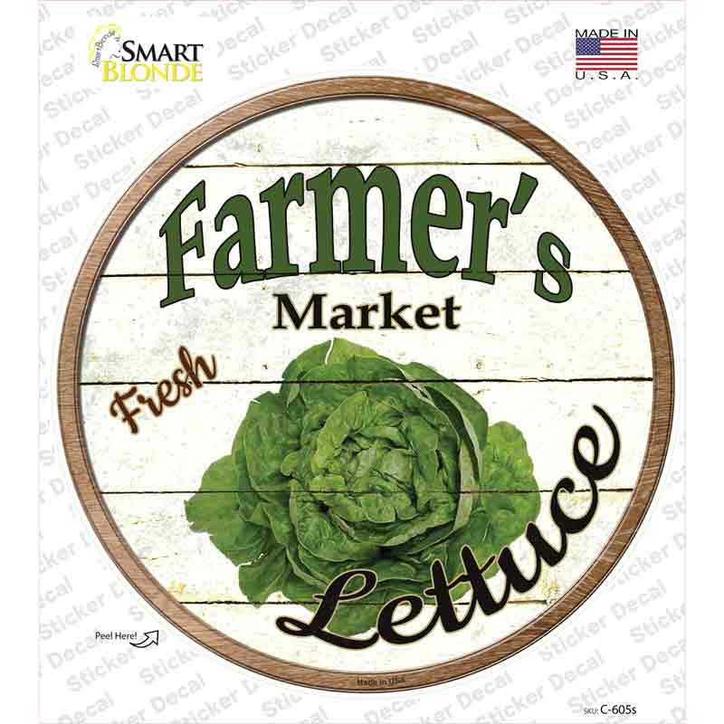 C-605s-M Farmers Market Lettuce Novelty Circle Sticker Decal - Medium