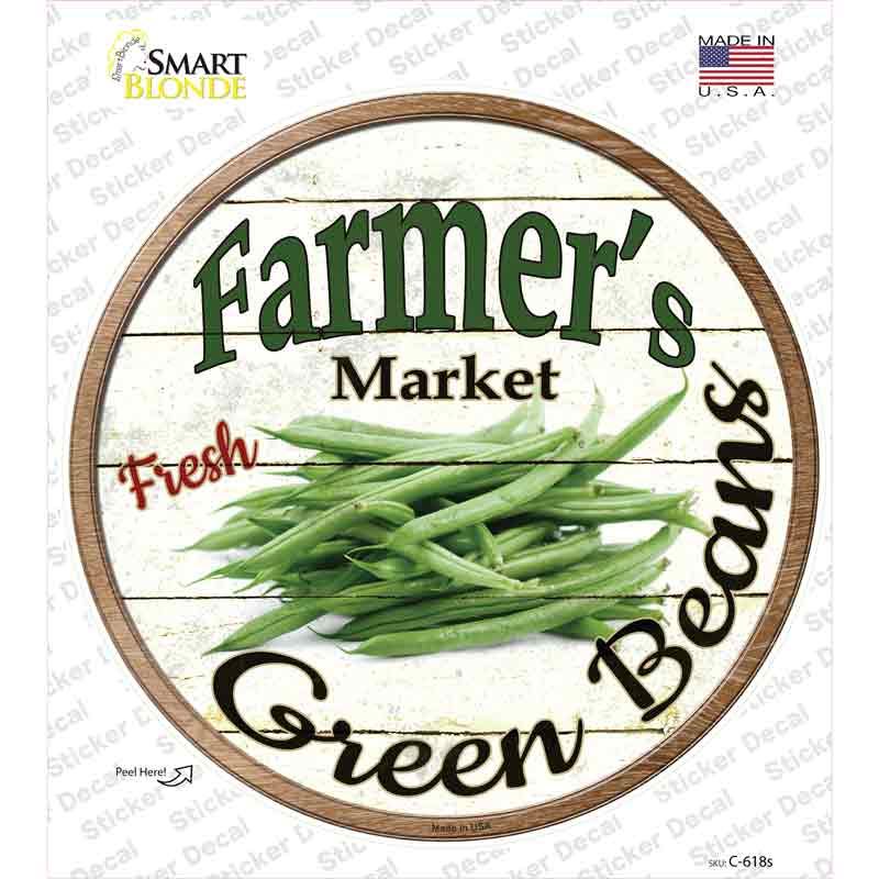 C-618s-M Farmers Market Green Beans Novelty Circle Sticker Decal - Medium