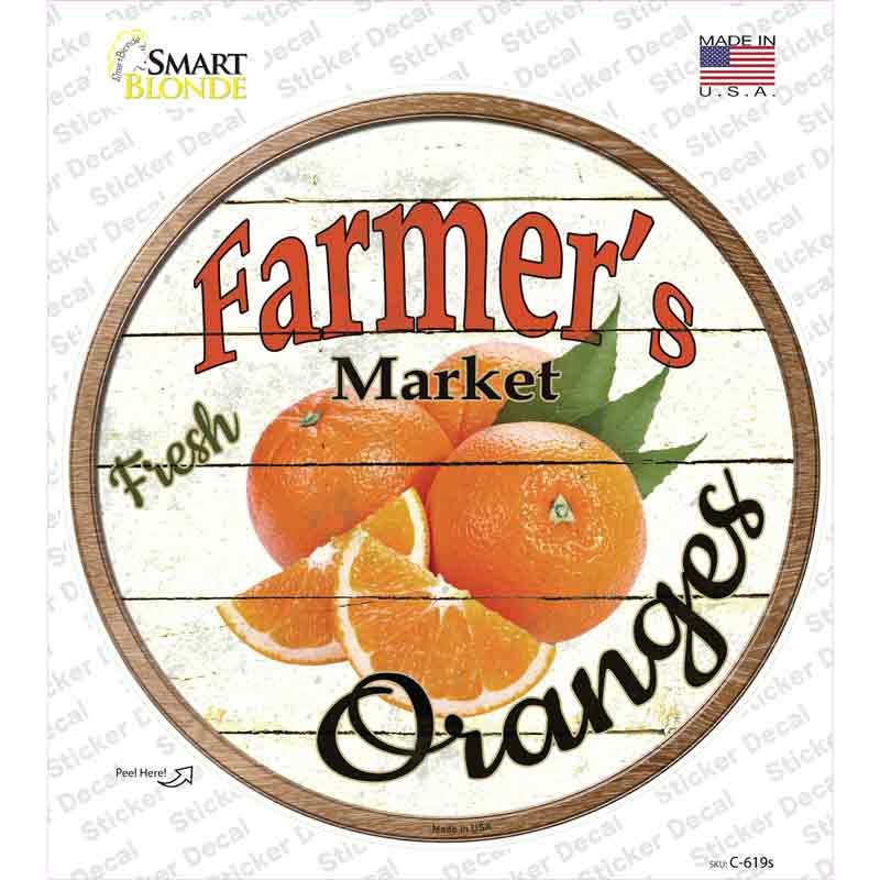 C-619s-M Farmers Market Oranges Novelty Circle Sticker Decal - Medium