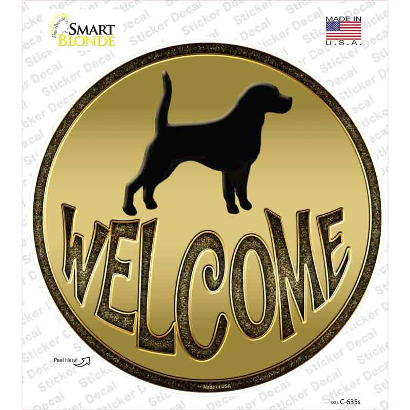 C-635s-M Welcome with Dogs Novelty Circle Sticker Decal - Medium