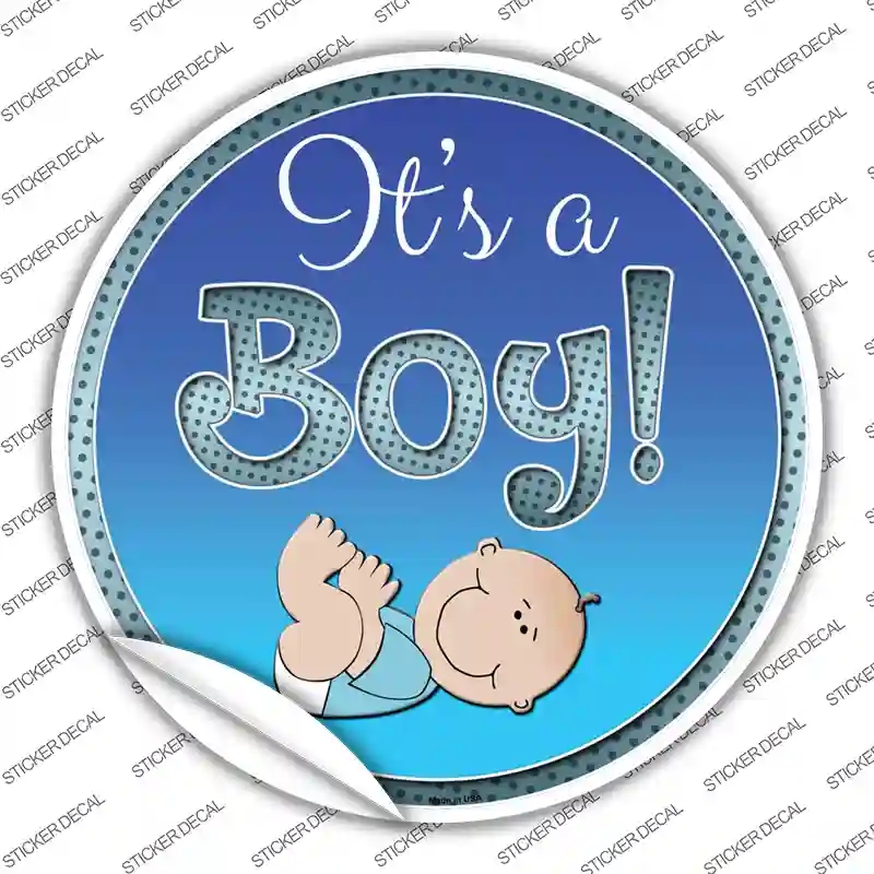 C-639s-S Its A Boy Novelty Circle Sticker Decal - Small