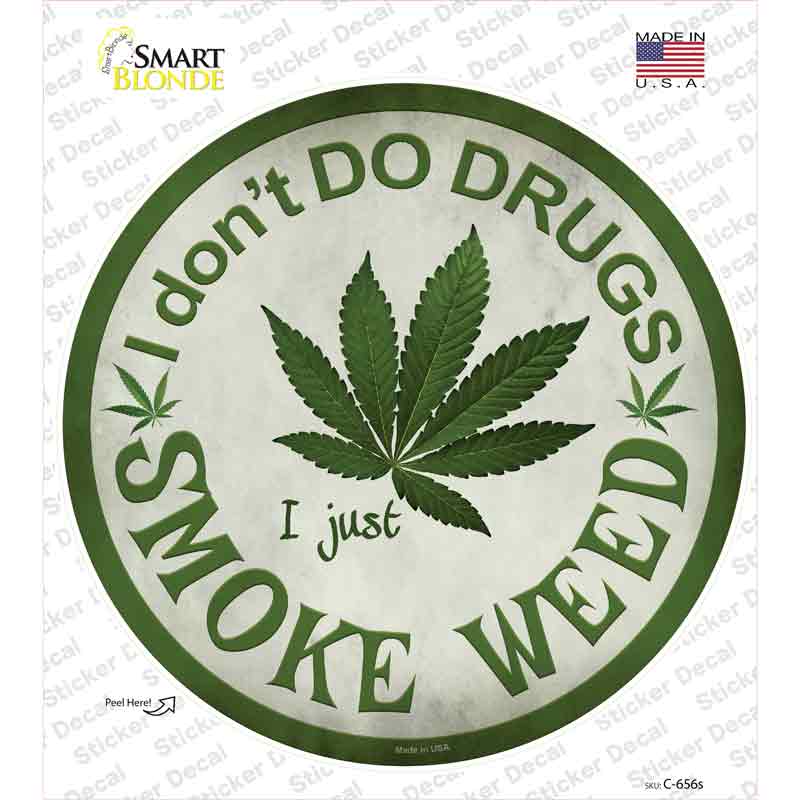 C-656s-M Smoke Weed Novelty Circle Sticker Decal - Medium