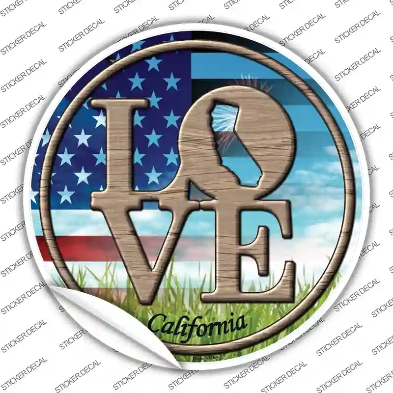 C-670s-S Love California Novelty Circle Sticker Decal - Small