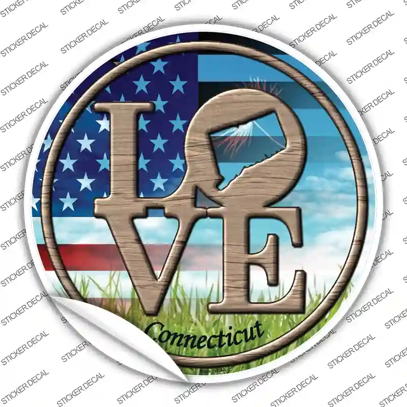 C-672s-S Love Connecticut Novelty Circle Sticker Decal - Small