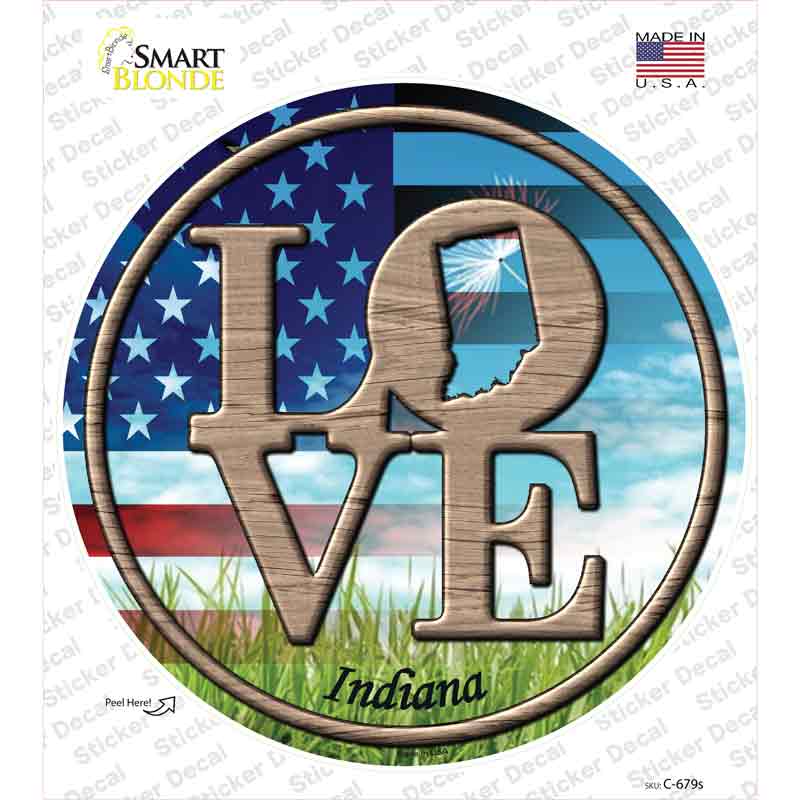 C-679s-M Love Indiana Novelty Circle Sticker Decal - Medium
