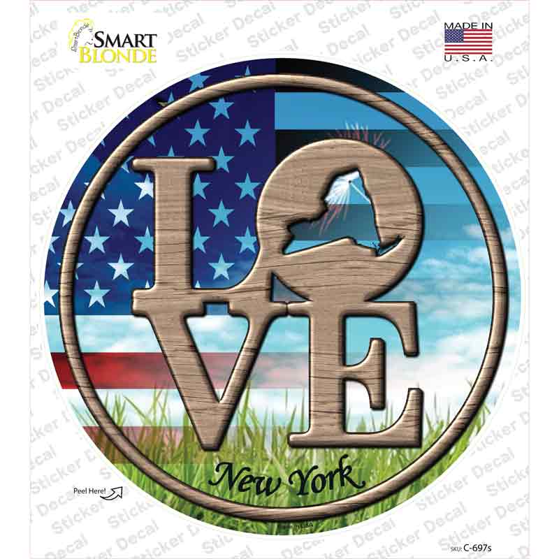 C-697s-M Love   York Novelty Circle Sticker Decal - Medium