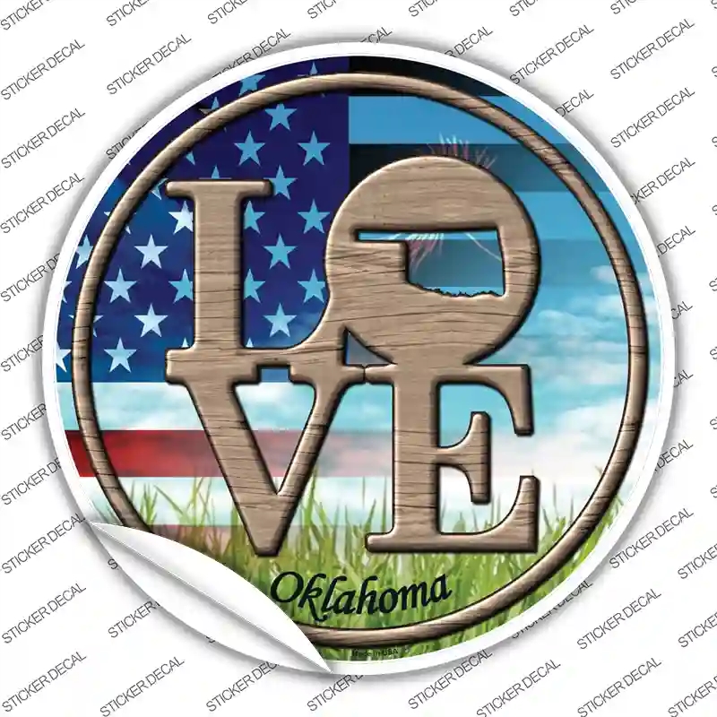 C-701s-S Love Oklahoma Novelty Circle Sticker Decal - Small