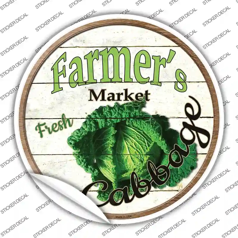 C-773s-L Farmers Market Cabbage Novelty Circle Sticker Decal - Large