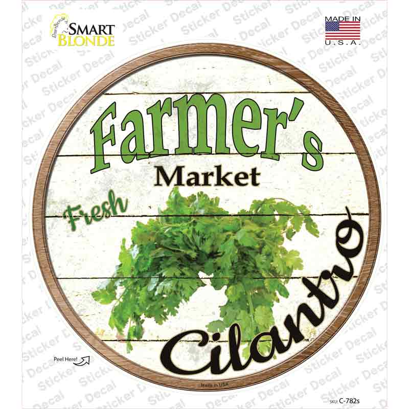 C-782s-M Farmers Market Cilantro Novelty Circle Sticker Decal - Medium
