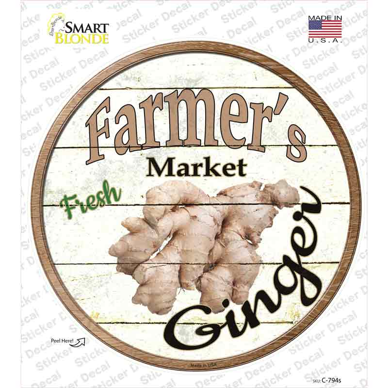 C-794s-M Farmers Market Ginger Novelty Circle Sticker Decal - Medium
