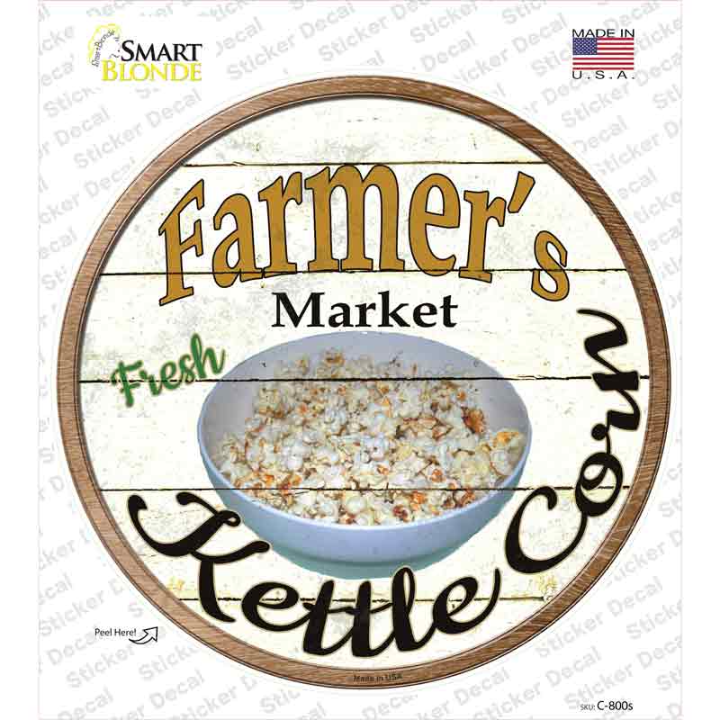 C-800s-M Farmers Market Kettle Corn Novelty Circle Sticker Decal - Medium