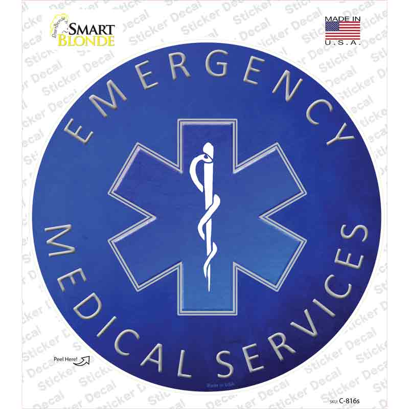 C-816s-M Emergency Medical Services Novelty Circle Sticker Decal - Medium