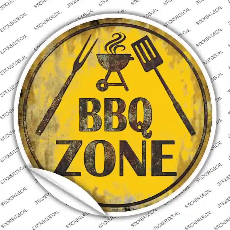 C-837s-L BBQ Zone Novelty Circle Sticker Decal - Large