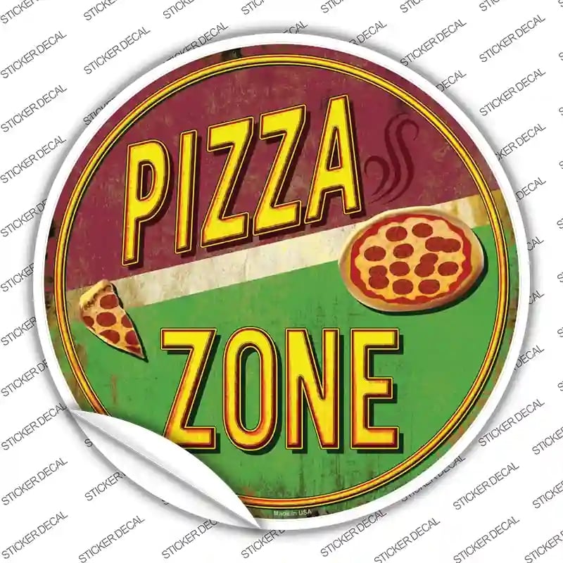 C-842s-S Pizza Zone Novelty Circle Sticker Decal - Small