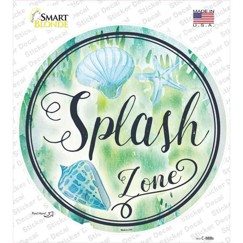 C-888s-M Splash Zone Novelty Circle Sticker Decal - Medium