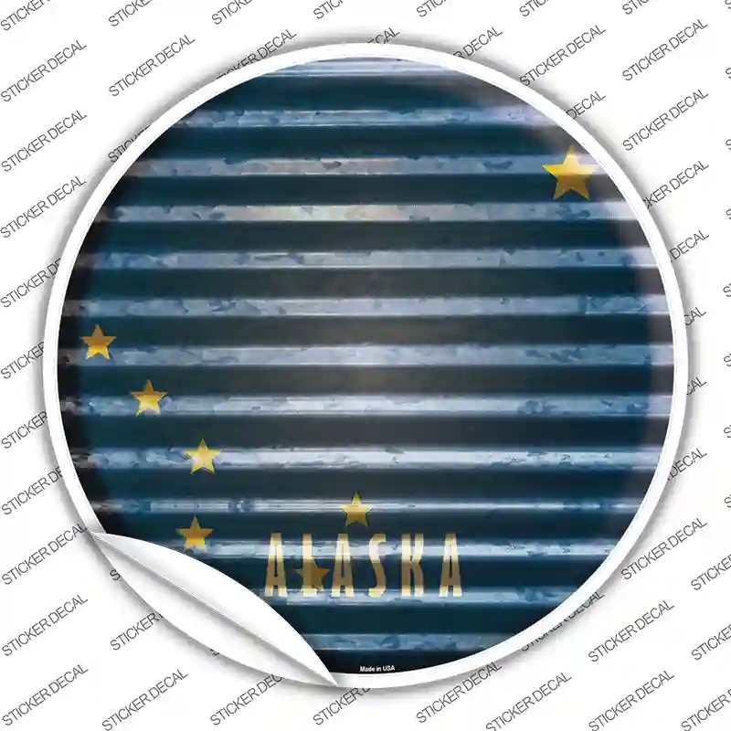 C-912s-L Alaska Flag Corrugated Novelty Circle Sticker Decal - Large
