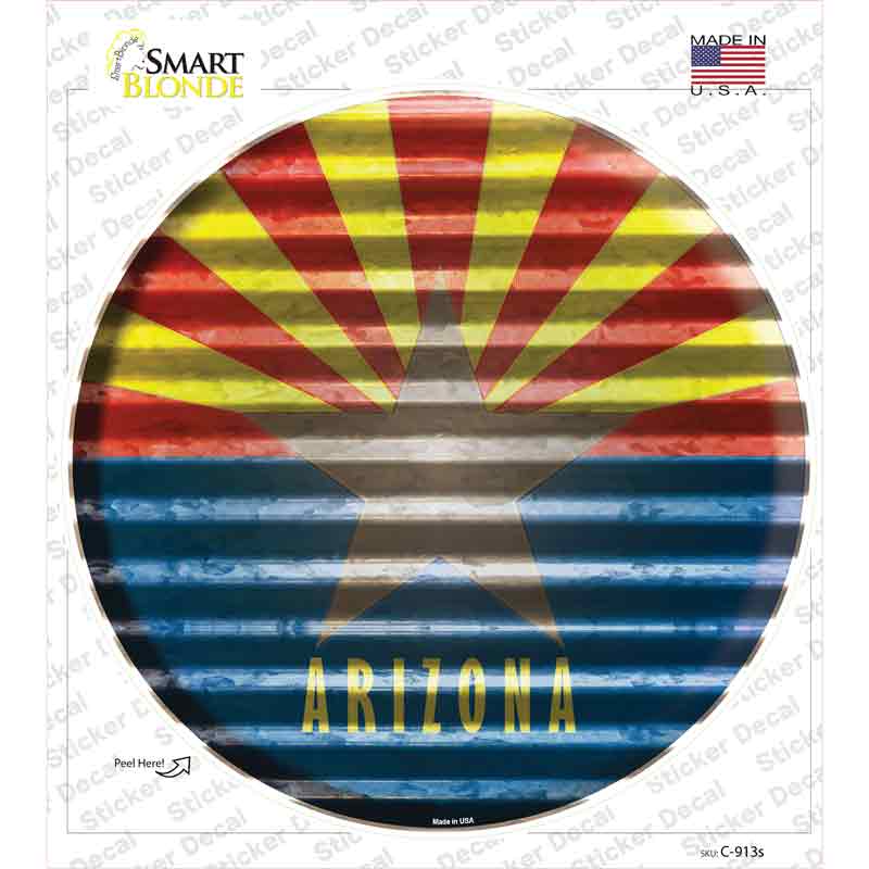 C-913s-M Arizona Flag Corrugated Novelty Circle Sticker Decal - Medium