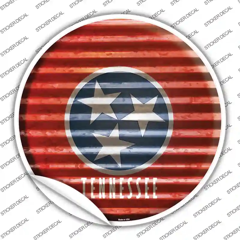 C-952s-S Tennessee Flag Corrugated Novelty Circle Sticker Decal - Small