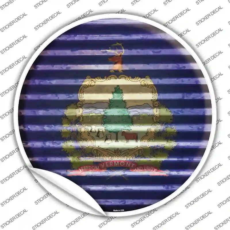 C-955s-XL Vermont Flag Corrugated Novelty Circle Sticker Decal - Extra Large