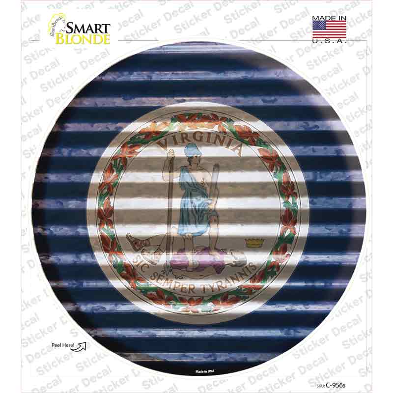 C-956s-M Virginia Flag Corrugated Novelty Circle Sticker Decal - Medium