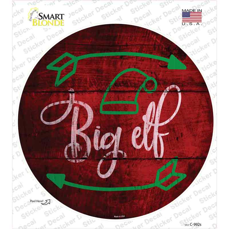 C-992s-M Big Elf Novelty Circle Sticker Decal - Medium