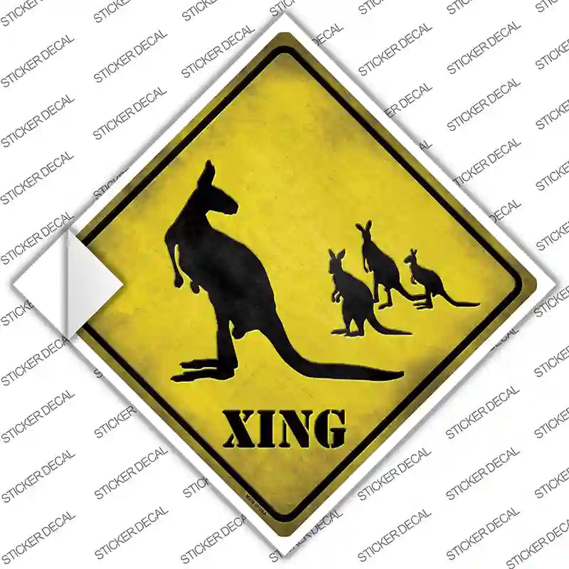 CX-026s-L Kangaroo Xing Novelty Diamond Sticker Decal - Large