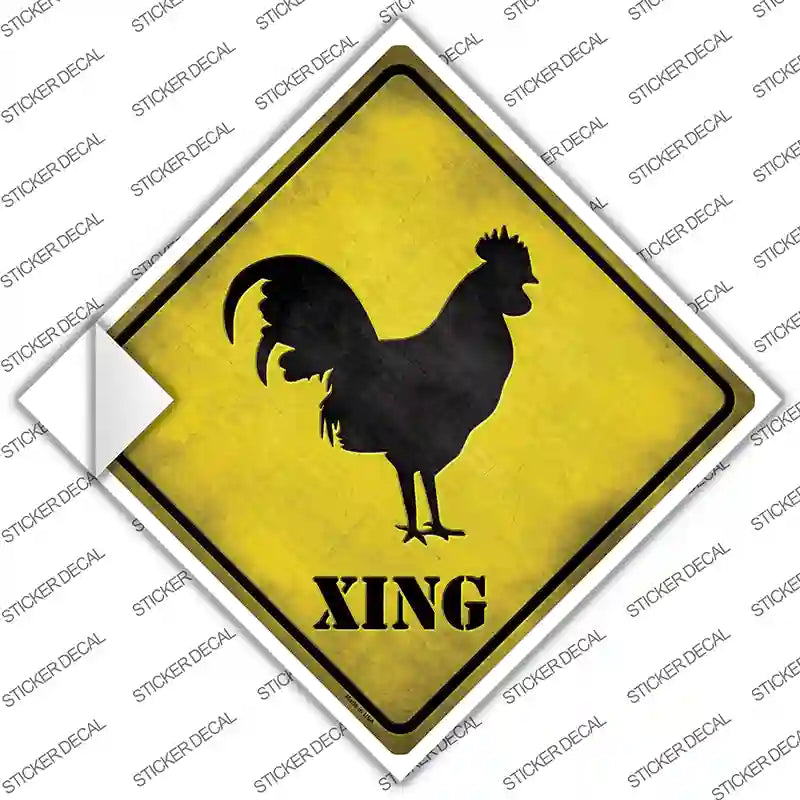 CX-037s-L Rooster Xing Novelty Diamond Sticker Decal - Large
