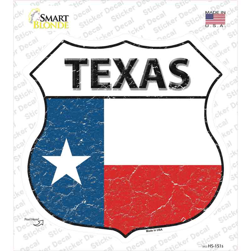 HS-151s-M Texas Flag Novelty Highway Shield Sticker Decal - Medium