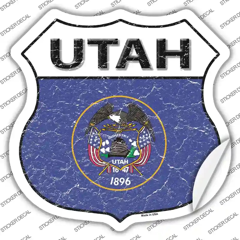HS-152s-XL Utah Flag Novelty Highway Shield Sticker Decal - Extra Large