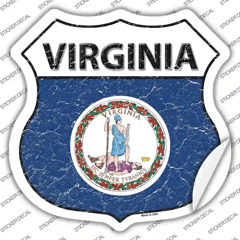 HS-154s-XL Virginia Flag Novelty Highway Shield Sticker Decal - Extra Large