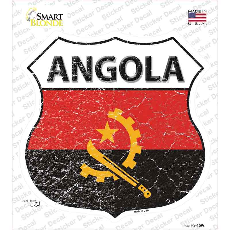 HS-169s-M Angola Flag Novelty Highway Shield Sticker Decal - Medium