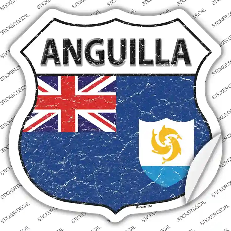 HS-170s-L Anguilla Flag Novelty Highway Shield Sticker Decal - Large