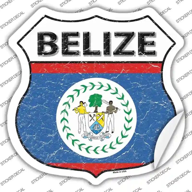 HS-187s-S Belize Flag Novelty Highway Shield Sticker Decal - Small