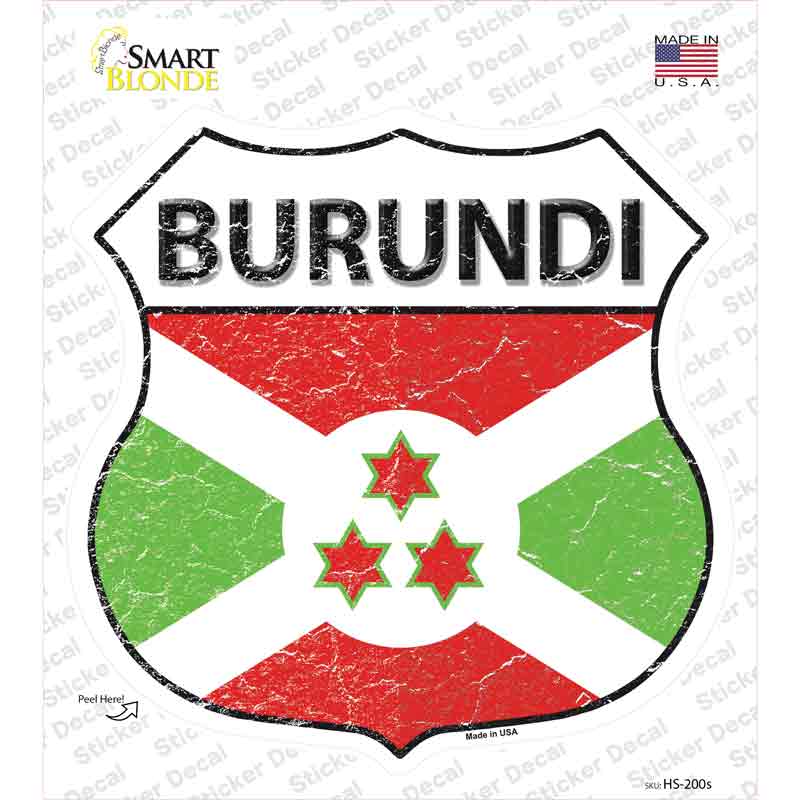 HS-200s-M Burundi Flag Novelty Highway Shield Sticker Decal - Medium
