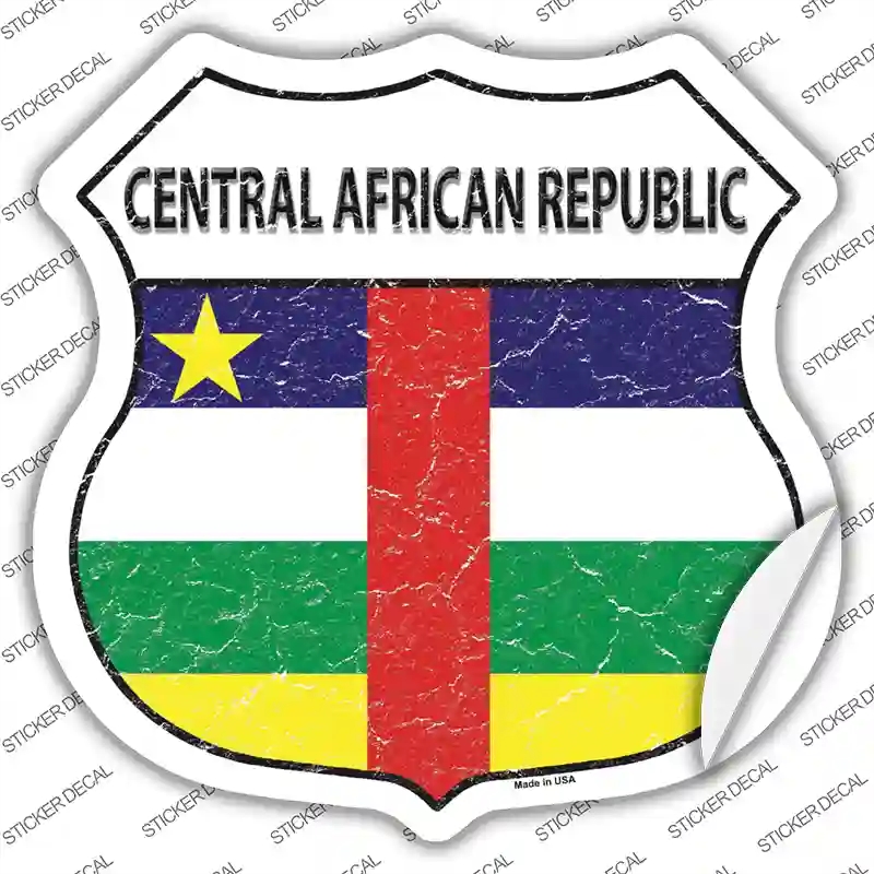 HS-209s-S Central African Republic Flag Novelty Highway Shield Sticker Decal - Small