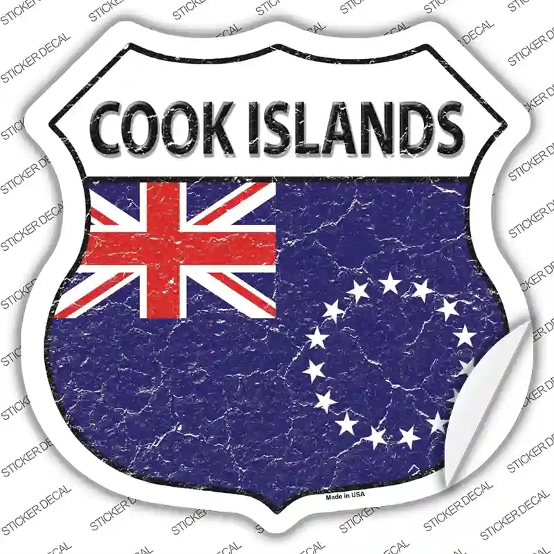 HS-222s-S Cook Islands Flag Novelty Highway Shield Sticker Decal - Small