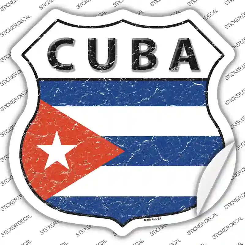 HS-227s-S Cuba Flag Novelty Highway Shield Sticker Decal - Small