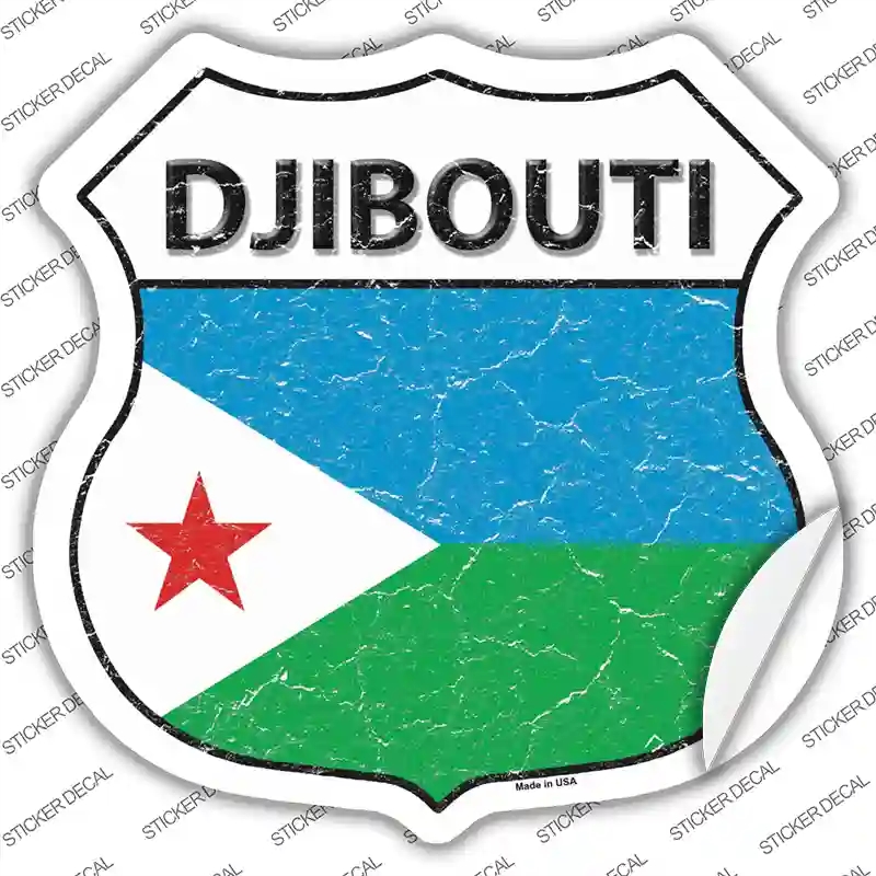 HS-234s-L Djibouti Flag Novelty Highway Shield Sticker Decal - Large