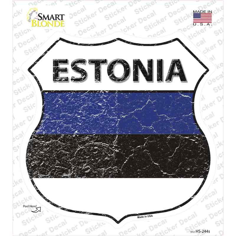 HS-244s-M Estonia Flag Novelty Highway Shield Sticker Decal - Medium