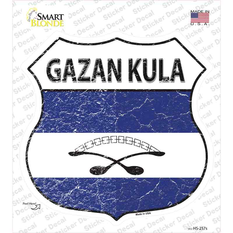 HS-257s-M Gazan Kula Flag Novelty Highway Shield Sticker Decal - Medium