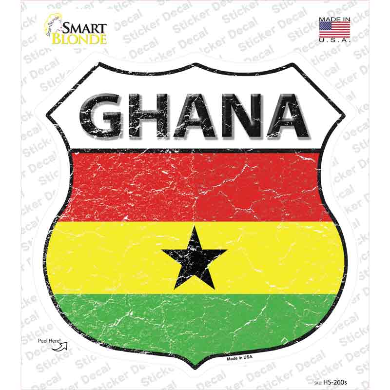 HS-260s-M Ghana Flag Novelty Highway Shield Sticker Decal - Medium