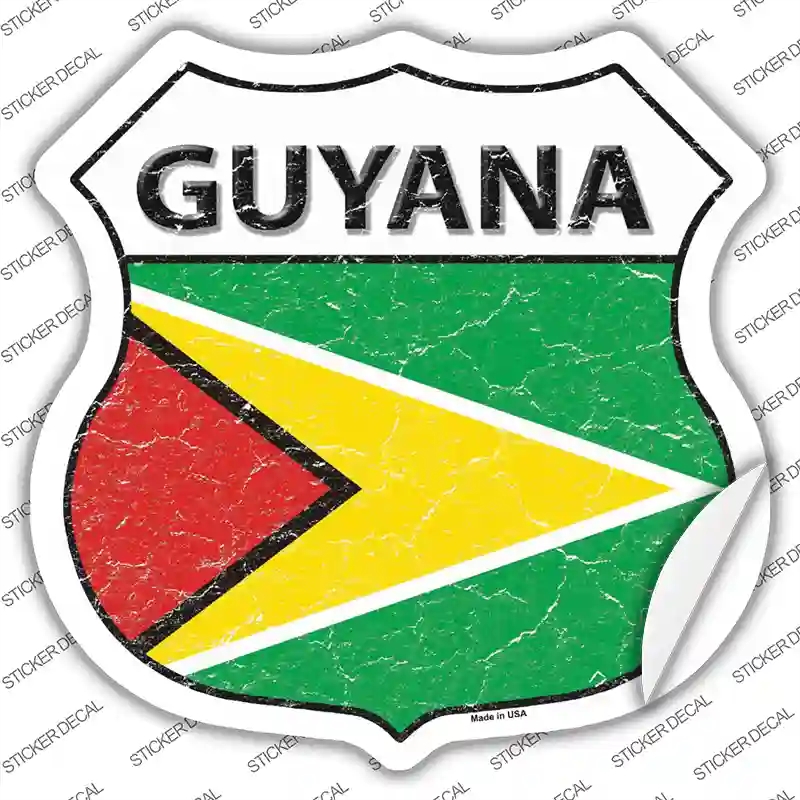 HS-271s-L Guyana Flag Novelty Highway Shield Sticker Decal - Large