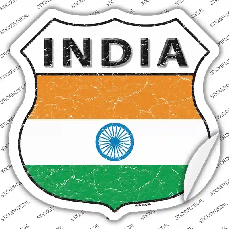 HS-279s-XL India Flag Novelty Highway Shield Sticker Decal - Extra Large