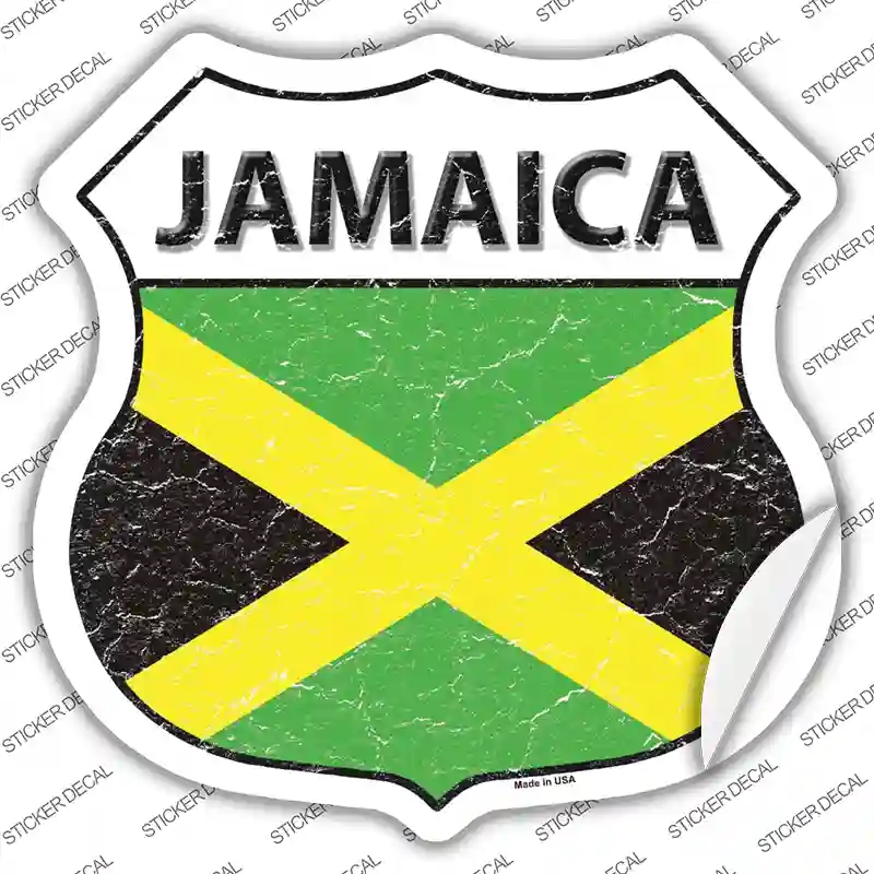 HS-288s-S Jamaica Flag Novelty Highway Shield Sticker Decal - Small
