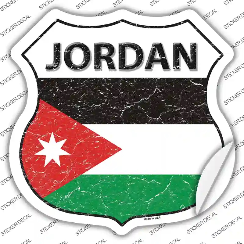 HS-292s-S Jordan Flag Novelty Highway Shield Sticker Decal - Small